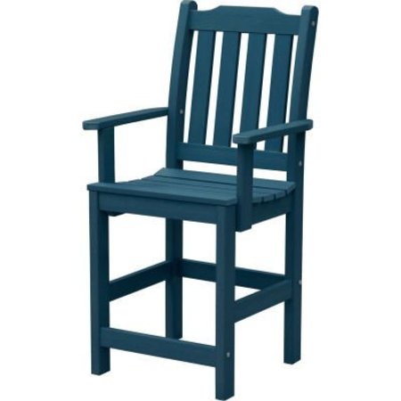 HIGHWOOD USA Highwood® Synthetic Wood Lehigh Counter Height Dining Chair With Arms, Nantucket Blue AD-CHCL2-NBE